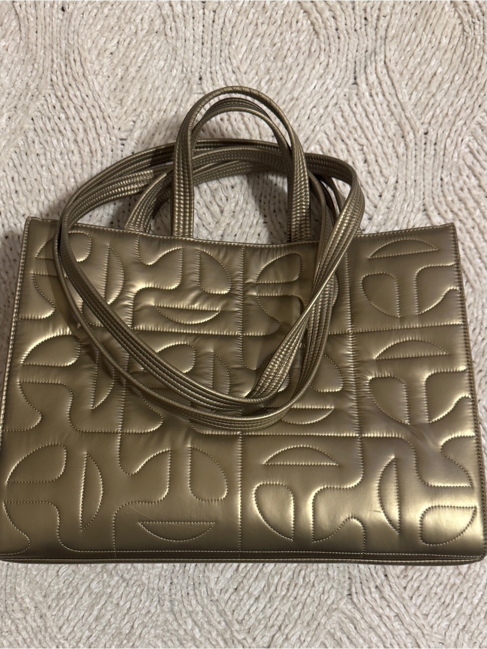 Moose Knuckles Quilted Metallic Gold Tote